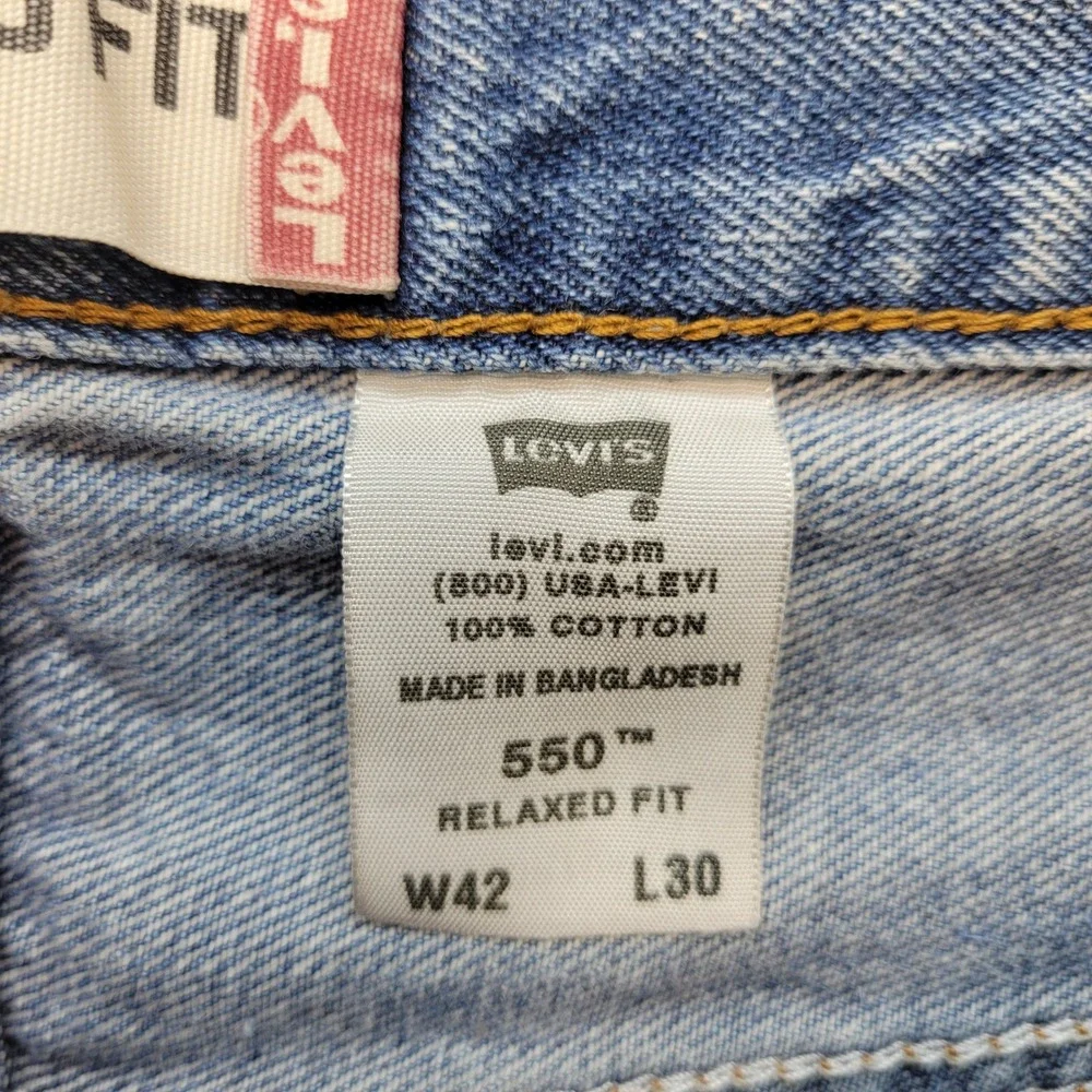 Levi's 550 Relaxed Tapered Jeans Mens 42x30‎ Blue Medium Wash Y2K Denim
